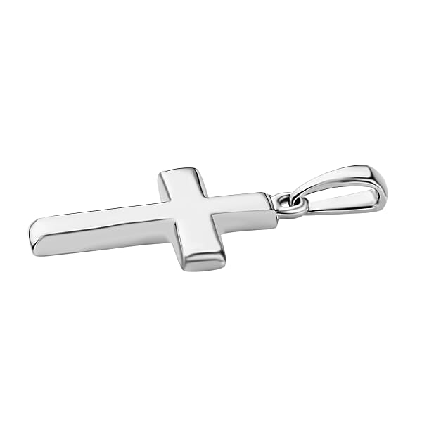 D'Joy Cross Pendant Necklace In Rhodium Over Sterling Silver 1.50 Grams 20 Inches