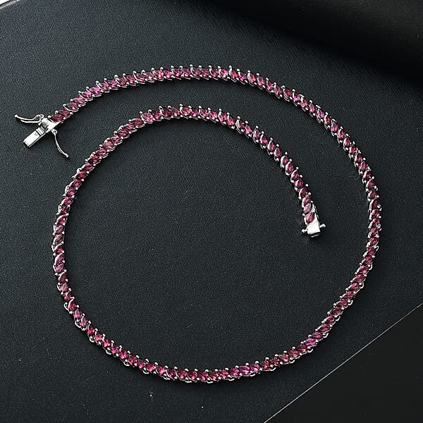 D'Joy D'Joy Orissa Rhodolite Garnet 25.40 Ctw Vine Necklace In Rhodium Over Sterling Silver 18 Inches