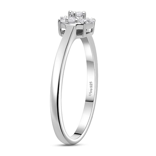 D'Joy Diamond 0.15 Ctw Ring In Rhodium Over Sterling Silver