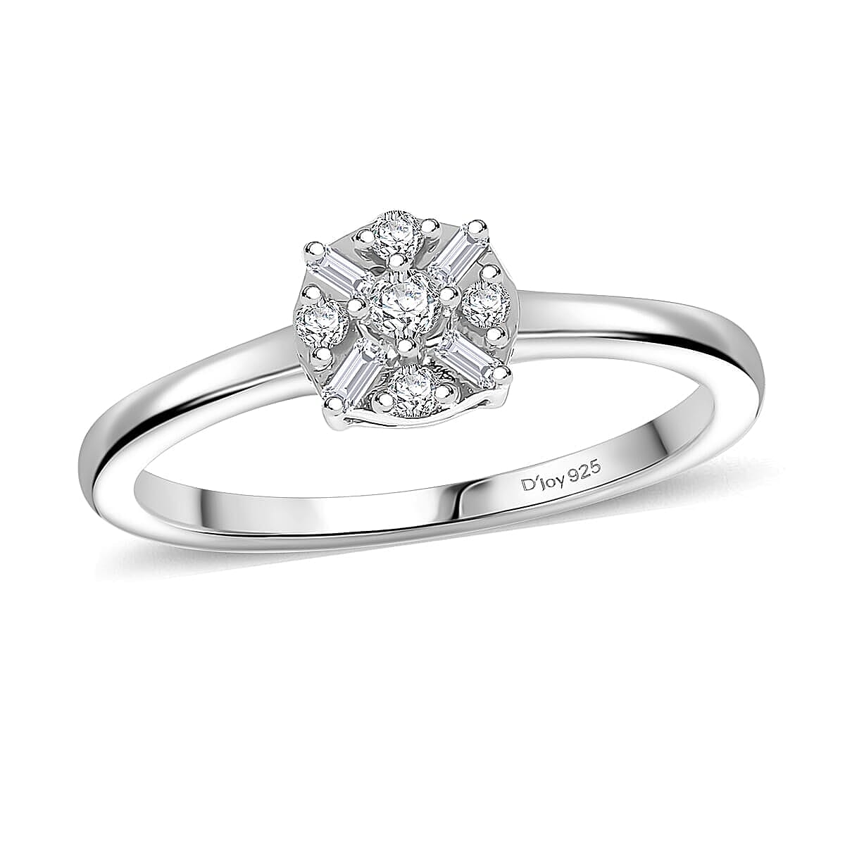 D'Joy Diamond 0.15 ctw Ring in Rhodium Over Sterling Silver