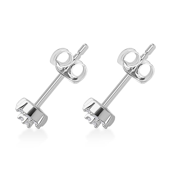 D'Joy Diamond 0.15 Ctw Stud Earrings In Rhodium Over Sterling Silver