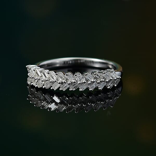 D'Joy Diamond 0.25 Ctw Art Deco Ring In Rhodium Over Sterling Silver