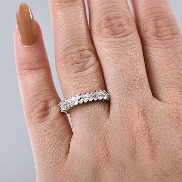 D'Joy Diamond 0.25 Ctw Art Deco Ring In Rhodium Over Sterling Silver