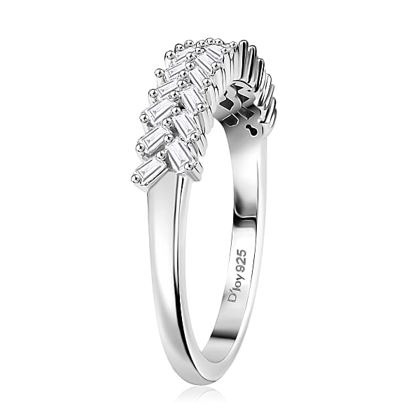 D'Joy Diamond 0.25 Ctw Art Deco Ring In Rhodium Over Sterling Silver