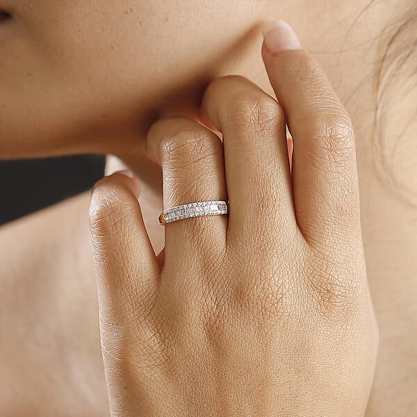 D'Joy Diamond 0.25 Ctw Band Ring In 18K Vermeil Rose Gold Over Sterling Silver