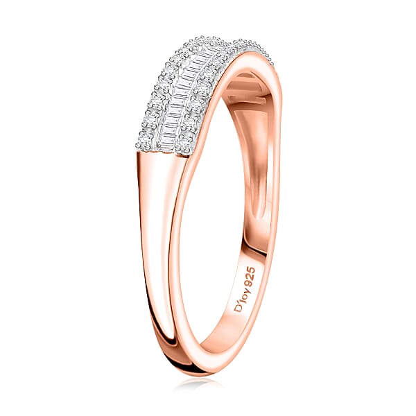 D'Joy Diamond 0.25 Ctw Band Ring In 18K Vermeil Rose Gold Over Sterling Silver