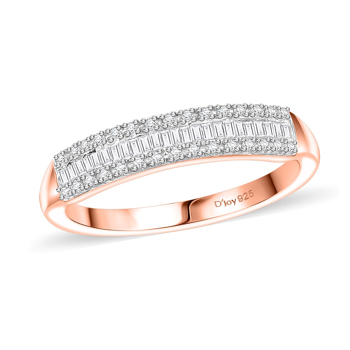 D'Joy Diamond 0.25 ctw Band Ring in 18K Vermeil Rose Gold Over Sterling Silver