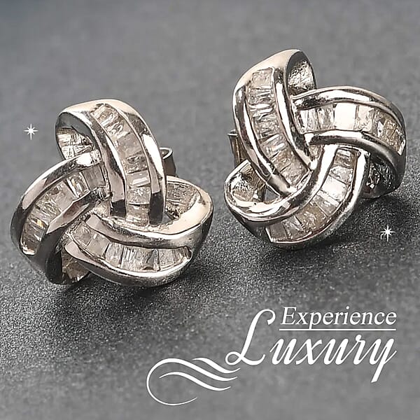 D'Joy Diamond 0.25 Ctw Celtic Knot Stud Earrings In Platinum Over Sterling Silver (Del. In 5-7 Days)