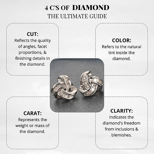 D'Joy Diamond 0.25 Ctw Celtic Knot Stud Earrings In Platinum Over Sterling Silver (Del. In 5-7 Days)