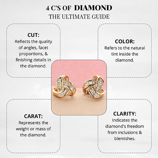 D'Joy Diamond 0.25 Ctw Celtic Knot Stud Earrings In Vermeil Yellow Gold Over Sterling Silver