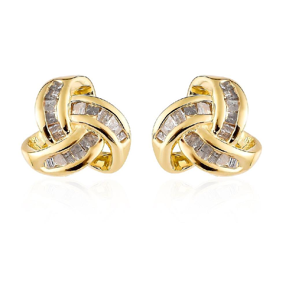 D'Joy Diamond 0.25 ctw Celtic Knot Stud Earrings in Vermeil Yellow Gold Over Sterling Silver