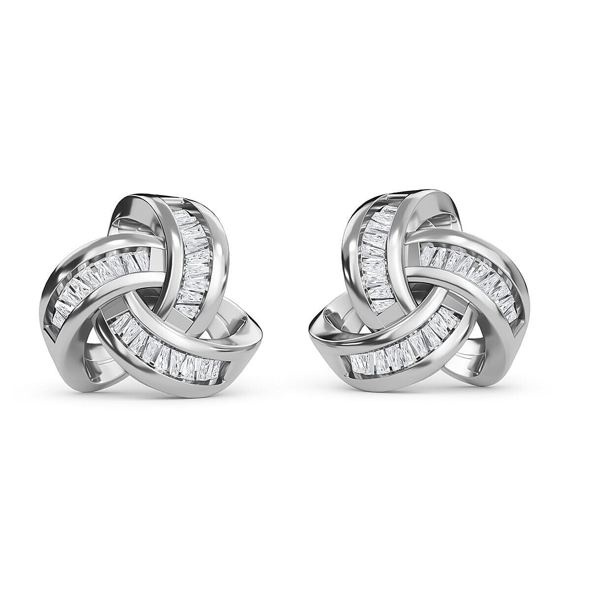 D'Joy Diamond 0.25 Ctw Celtic Knot Stud Earrings In Platinum Over Sterling Silver (Del. In 5-7 Days)