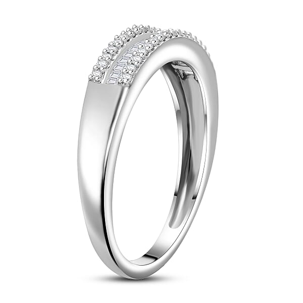 D'Joy Diamond 0.25 Ctw Corridor Band Ring In Rhodium Over Sterling Silver