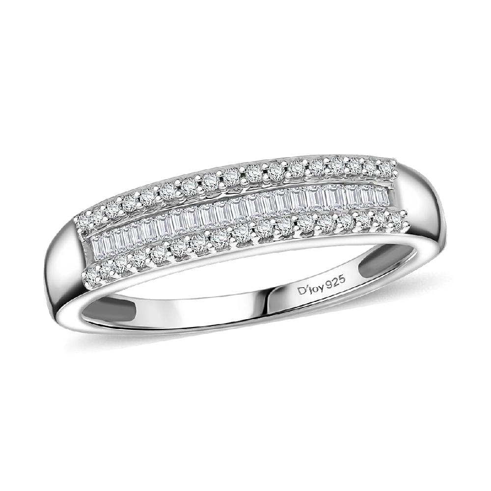 D'Joy Diamond 0.25 ctw Corridor Band Ring in Rhodium Over Sterling Silver