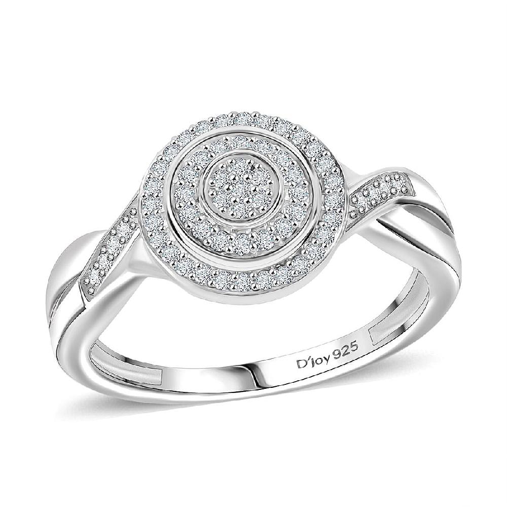 D'Joy Diamond 0.25 ctw Halo Sparkle Ring in Rhodium Over Sterling Silver