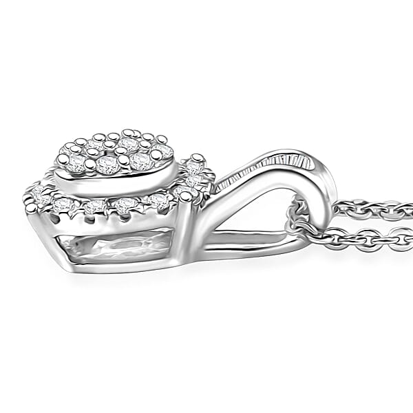 D'Joy Diamond 0.33 Ctw Art Deco Pendant Necklace In Rhodium Over Sterling Silver 20 Inches
