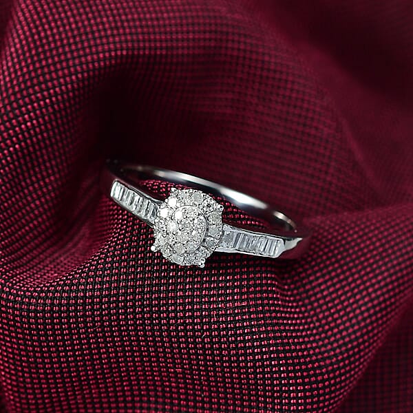 D'Joy Diamond 0.33 Ctw Starlit Grace Ring In Rhodium Over Sterling Silver