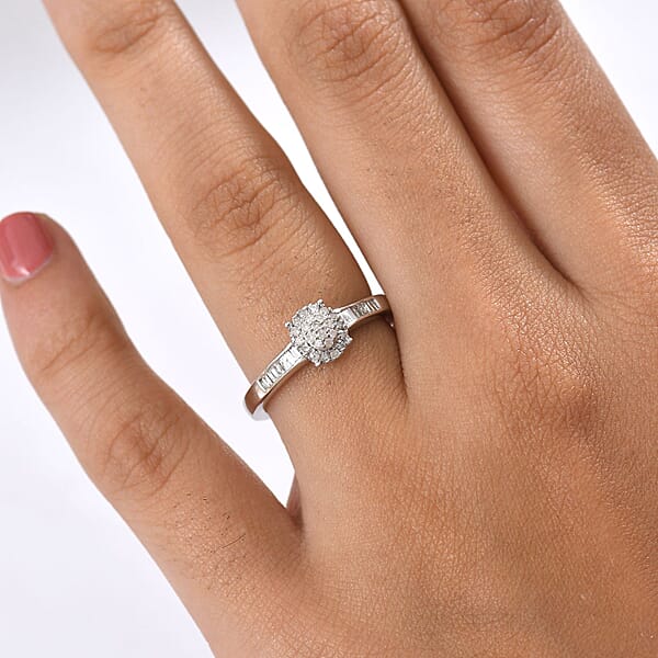 D'Joy Diamond 0.33 Ctw Starlit Grace Ring In Rhodium Over Sterling Silver