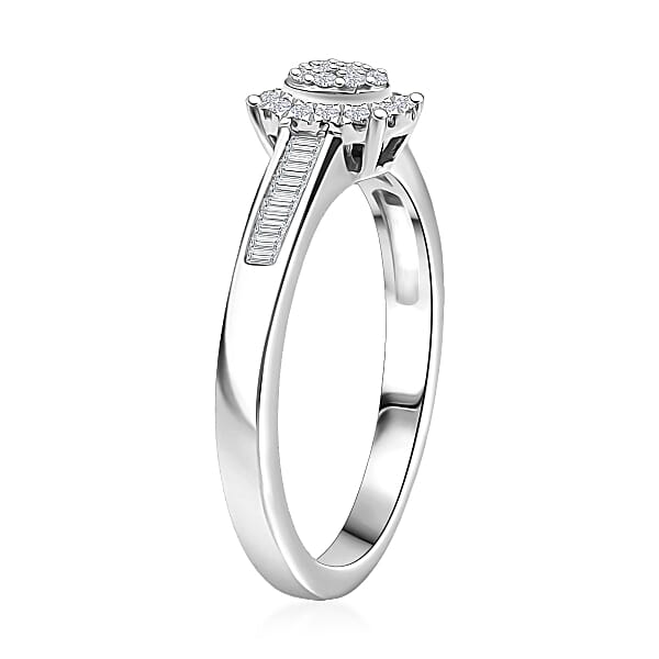 D'Joy Diamond 0.33 Ctw Starlit Grace Ring In Rhodium Over Sterling Silver