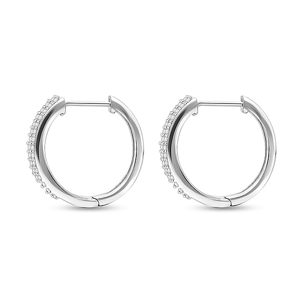 D'Joy Diamond 0.50 Ctw Corridor Hoop Earrings In Rhodium Over Sterling Silver