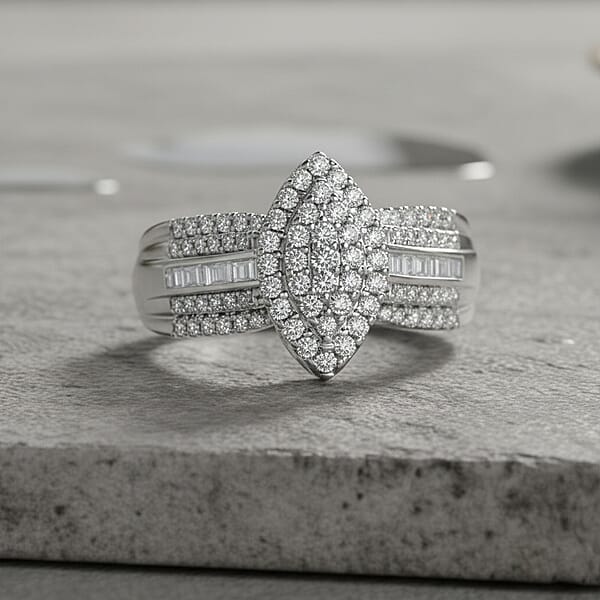 D'Joy Diamond 0.50 Ctw Royal Majesty Ring In Rhodium Over Sterling Silver