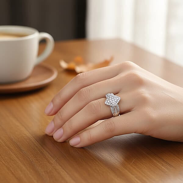 D'Joy Diamond 0.50 Ctw Royal Majesty Ring In Rhodium Over Sterling Silver