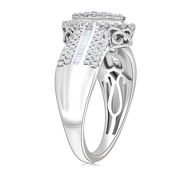 D'Joy Diamond 0.50 Ctw Royal Majesty Ring In Rhodium Over Sterling Silver