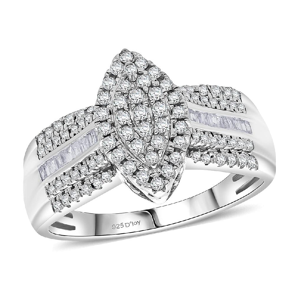D'Joy Diamond 0.50 ctw Royal Majesty Ring in Rhodium Over Sterling Silver