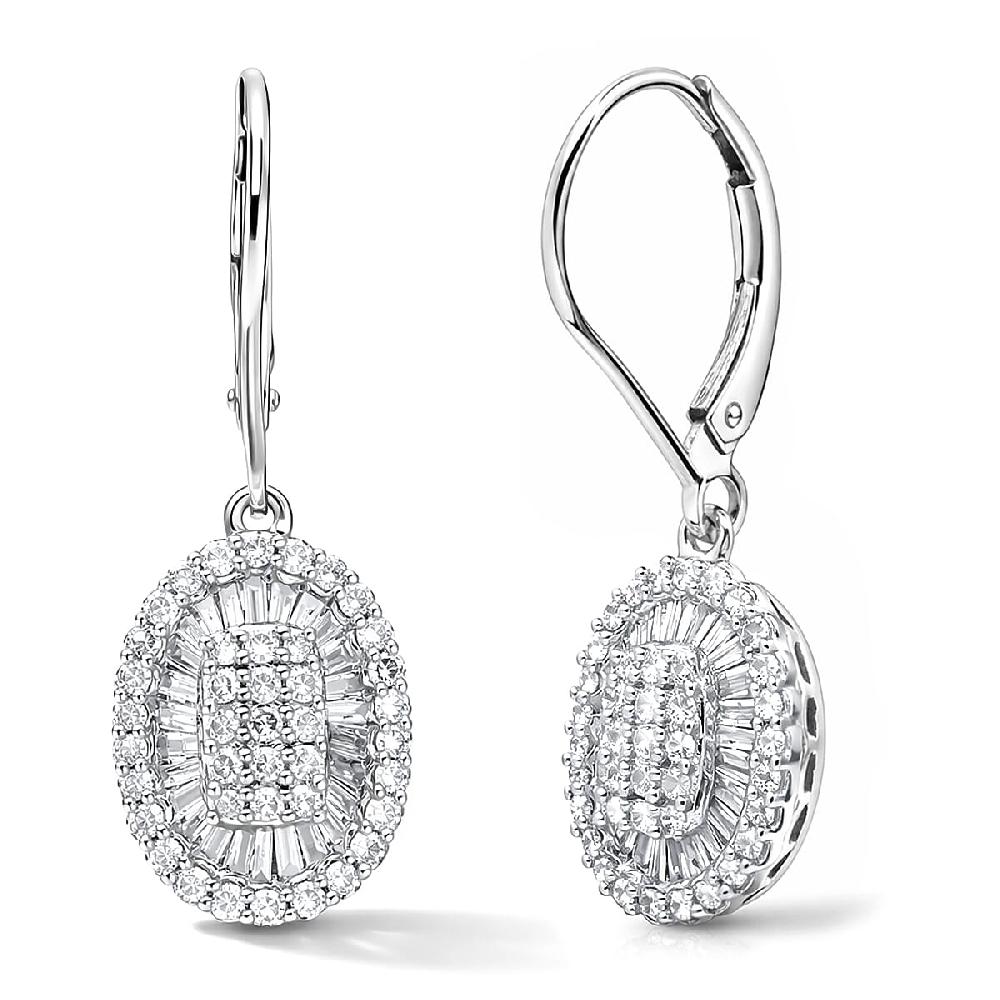 D'Joy Diamond 1.00 ctw Cocktail Cluster Earrings in Rhodium Over Sterling Silver