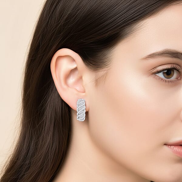 D'Joy Diamond 1.00 Ctw Eternal Wave Earrings In Rhodium Over Sterling Silver
