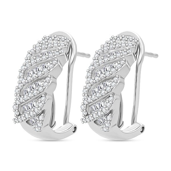 D'Joy Diamond 1.00 Ctw Eternal Wave Earrings In Rhodium Over Sterling Silver