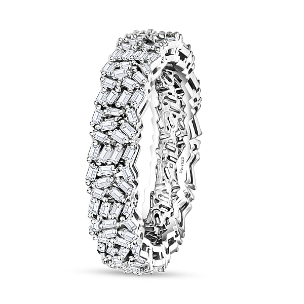D'Joy Diamond 1.00 Ctw Firecracker Band Ring In Rhodium Over Sterling Silver
