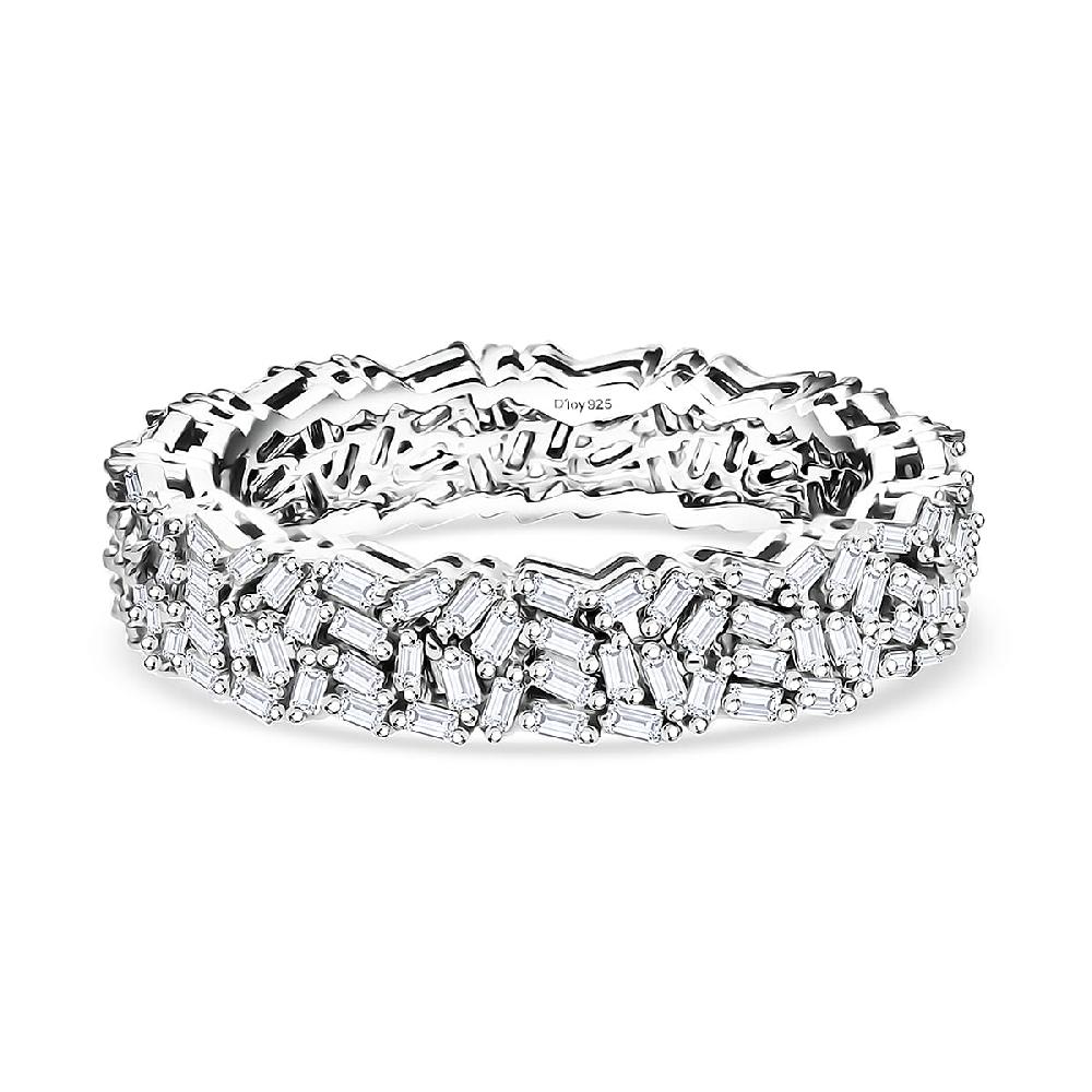 D'Joy Diamond 1.00 ctw Firecracker Band Ring in Rhodium Over Sterling Silver