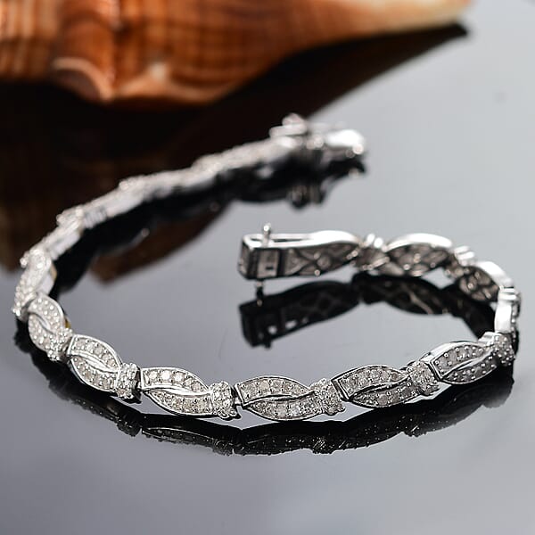 D'Joy Diamond 2.00 Ctw Bracelet In Rhodium Over Sterling Silve (7.25 In)