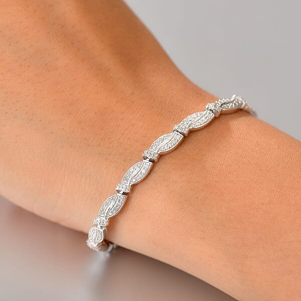 D'Joy Diamond 2.00 Ctw Bracelet In Rhodium Over Sterling Silve (7.25 In)