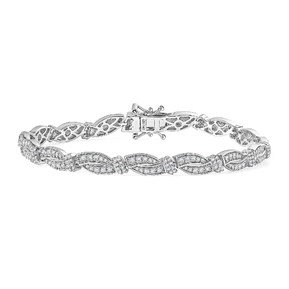 D'Joy Diamond 2.00 ctw Bracelet in Rhodium Over Sterling Silve (7.25 In)