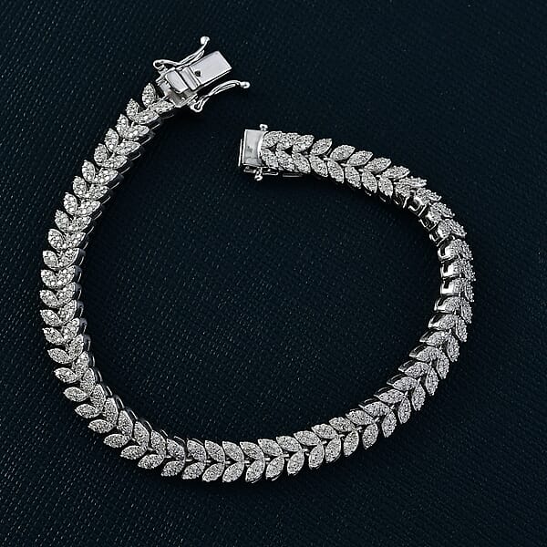 D'Joy Diamond 2.50 Ctw Frozen Leaf Bracelet In Rhodium Over Sterling Silver (6.50 In)