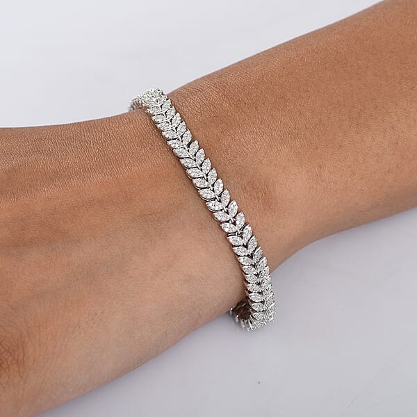 D'Joy Diamond 2.50 Ctw Frozen Leaf Bracelet In Rhodium Over Sterling Silver (6.50 In)