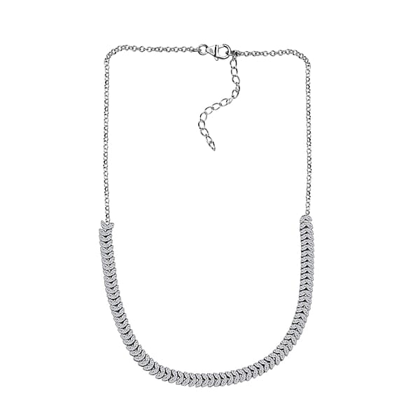 D'Joy Diamond 3.00 Ctw Frozen Leaf Necklace In Rhodium Over Sterling Silver 18-20 Inches