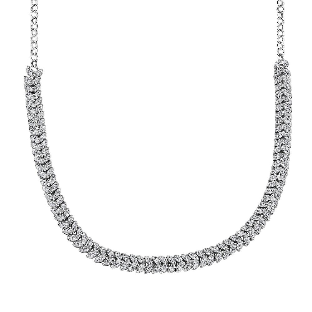 D'Joy Diamond 3.00 ctw Frozen Leaf Necklace in Rhodium Over Sterling Silver 18-20 Inches