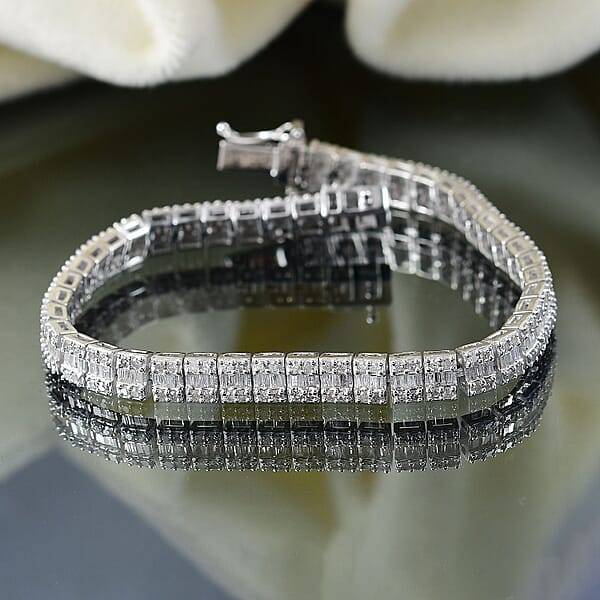 D'Joy Diamond 4.00 Ctw Art Deco Bracelet In Rhodium Over Sterling Silver (7.25 In)