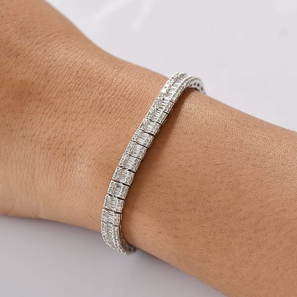 D'Joy Diamond 4.00 Ctw Art Deco Bracelet In Rhodium Over Sterling Silver (7.25 In)