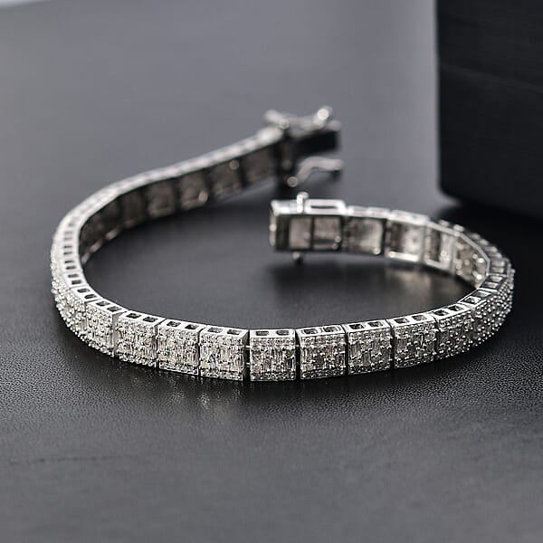D'Joy Diamond 4.00 Ctw Art Deco Bracelet In Rhodium Over Sterling Silver (7.25 In)