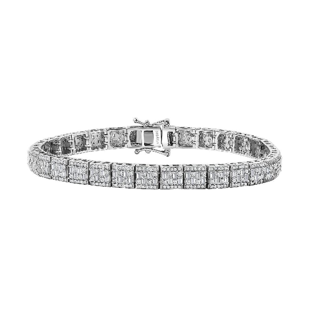 D'Joy Diamond 4.00 ctw Art Deco Bracelet in Rhodium Over Sterling Silver (7.25 In)