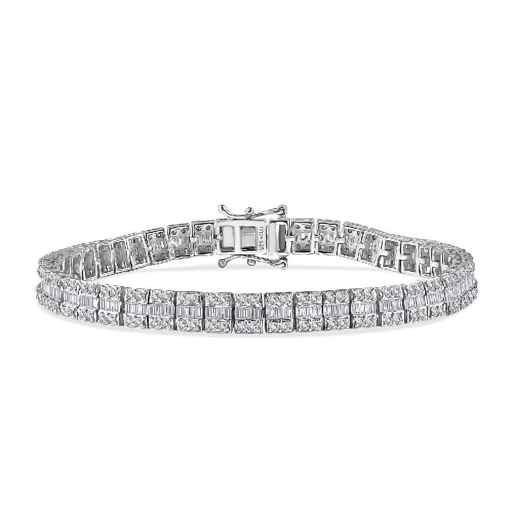 D'Joy Diamond 4.00 ctw Art Deco Bracelet in Rhodium Over Sterling Silver (7.25 In)