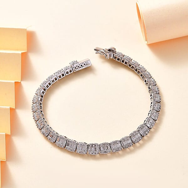 D'Joy Diamond 4.00 Ctw Tennis Bracelet In Rhodium Over Sterling Silver (7.25 In)