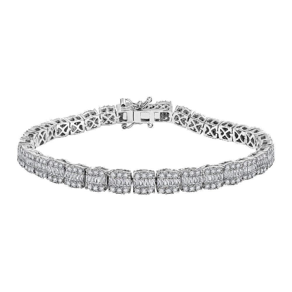 D'Joy Diamond 4.00 ctw Tennis Bracelet in Rhodium Over Sterling Silver (7.25 In)