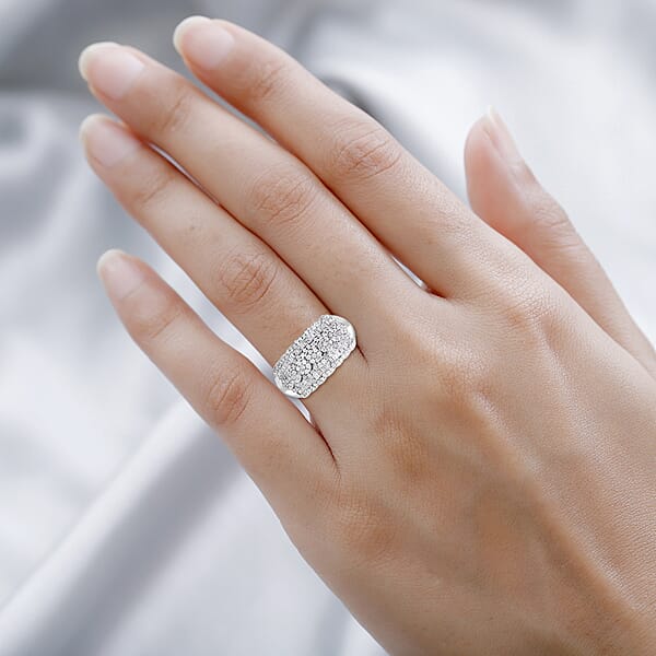 D'Joy Diamond Ring In Platinum Over Sterling Silver 1.00 Ctw