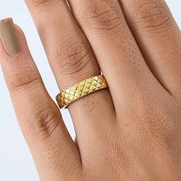 D'Joy Dimas Textured Ring In 18K Vermeil Yellow Gold Over Sterling Silver 3.85 Grams