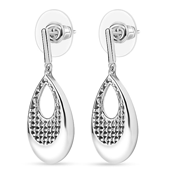 D'Joy Drop-shaped Silhouette Earrings In Rhodium Over Sterling Silver 6.15 Grams